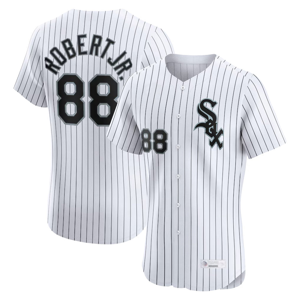 Ndoa C.White Sox #88 Luis Robert Jr Player White Stripe Limited Elite Home Stitched Jerseys