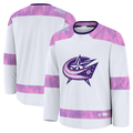 Ndoa CB.Jackets White 2024 Hockey Fights Cancer Practice Jersey