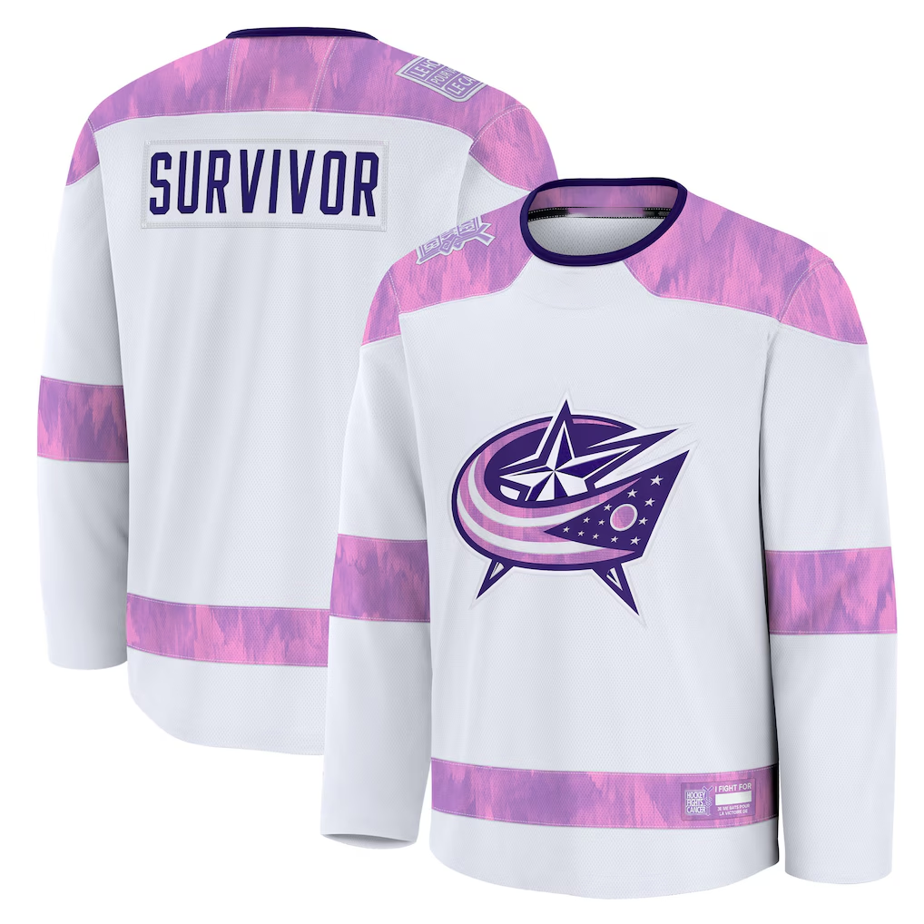 Ndoa CB.Jackets White Hockey Fights Cancer Survivor Practice Jersey