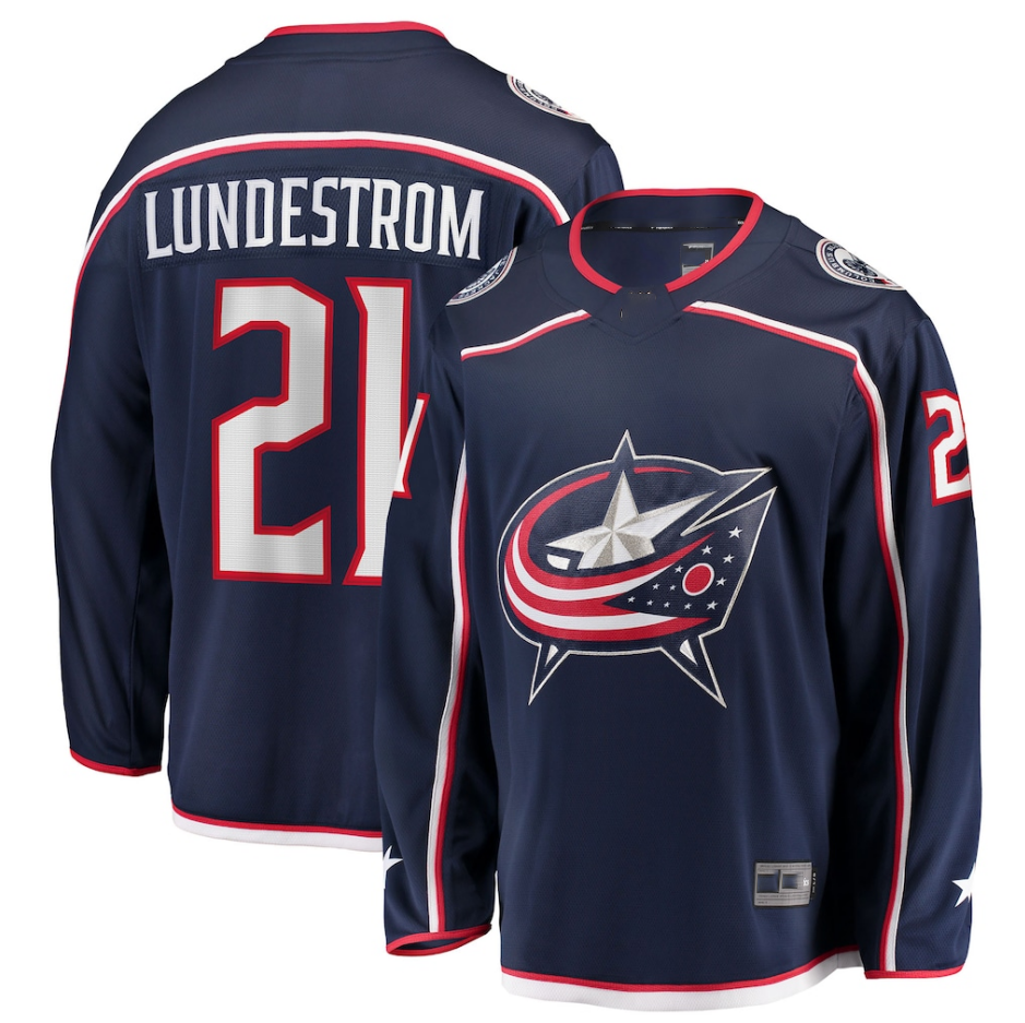 Ndoa CB.Jackets #21 Isac Lundestrom Navy Home Breakaway Jersey