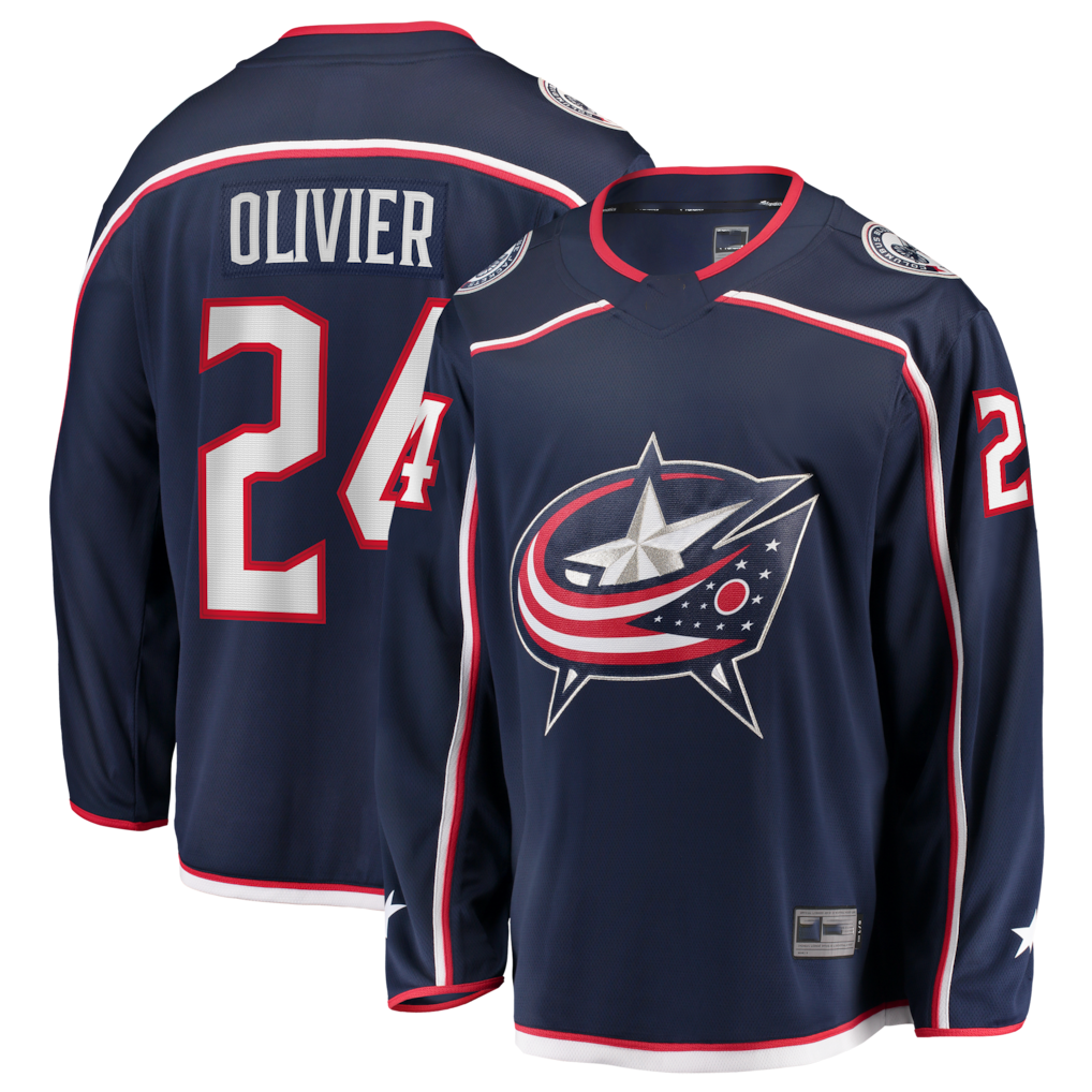 Ndoa CB.Jackets #24 Mathieu Olivier Navy Home Breakaway Jersey