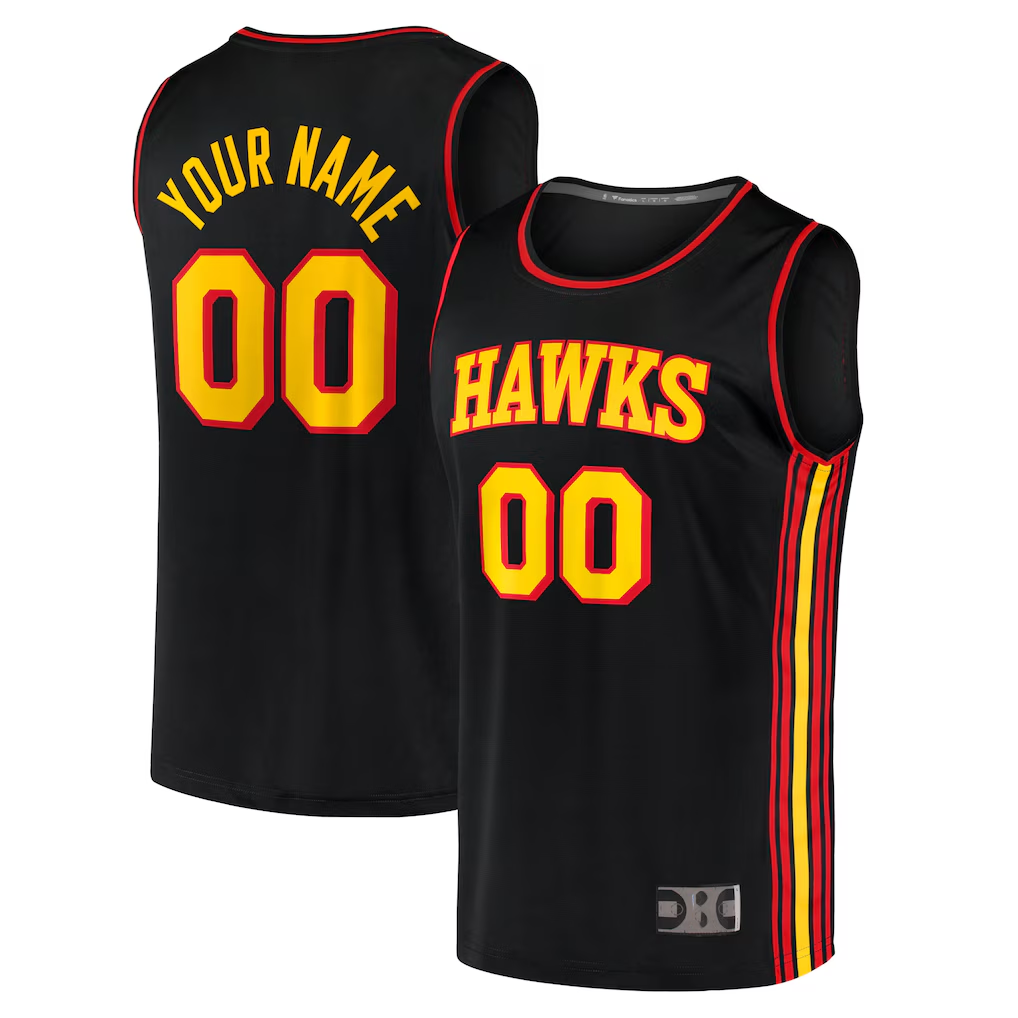 Ndoa Custom A.Hawks Black Fast Break Replica Jerseys - Statement Edition