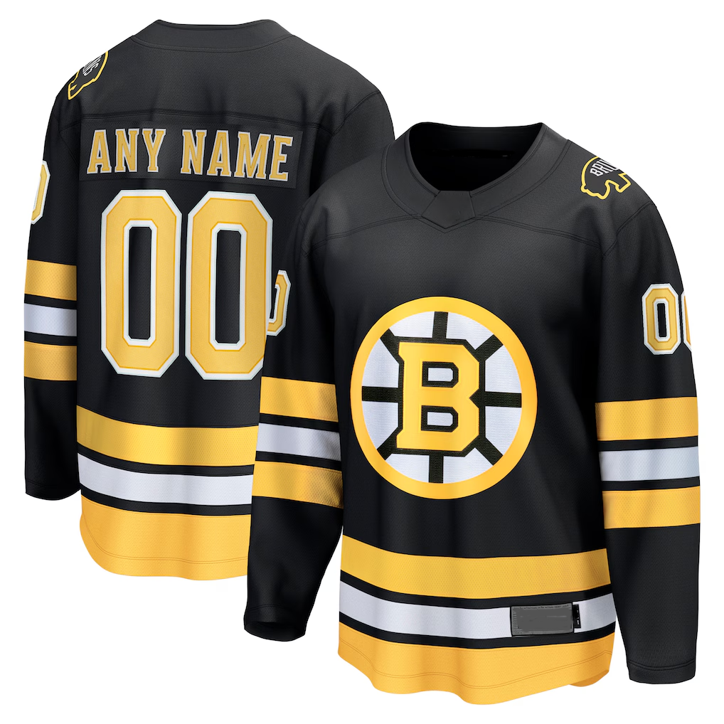 Ndoa Custom B.Bruins Black Home Breakaway Stitched Jerseys