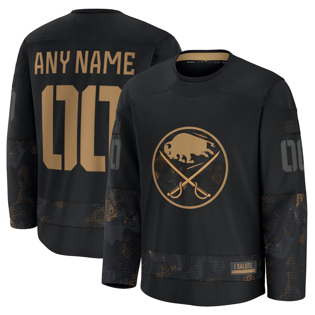 Ndoa Custom B.Sabres Black 2024 Military Appreciation Practice Stitched Jerseys