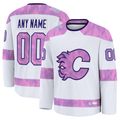 Ndoa Custom C.Flames White 2024 Hockey Fights Cancer Practice Jerseys