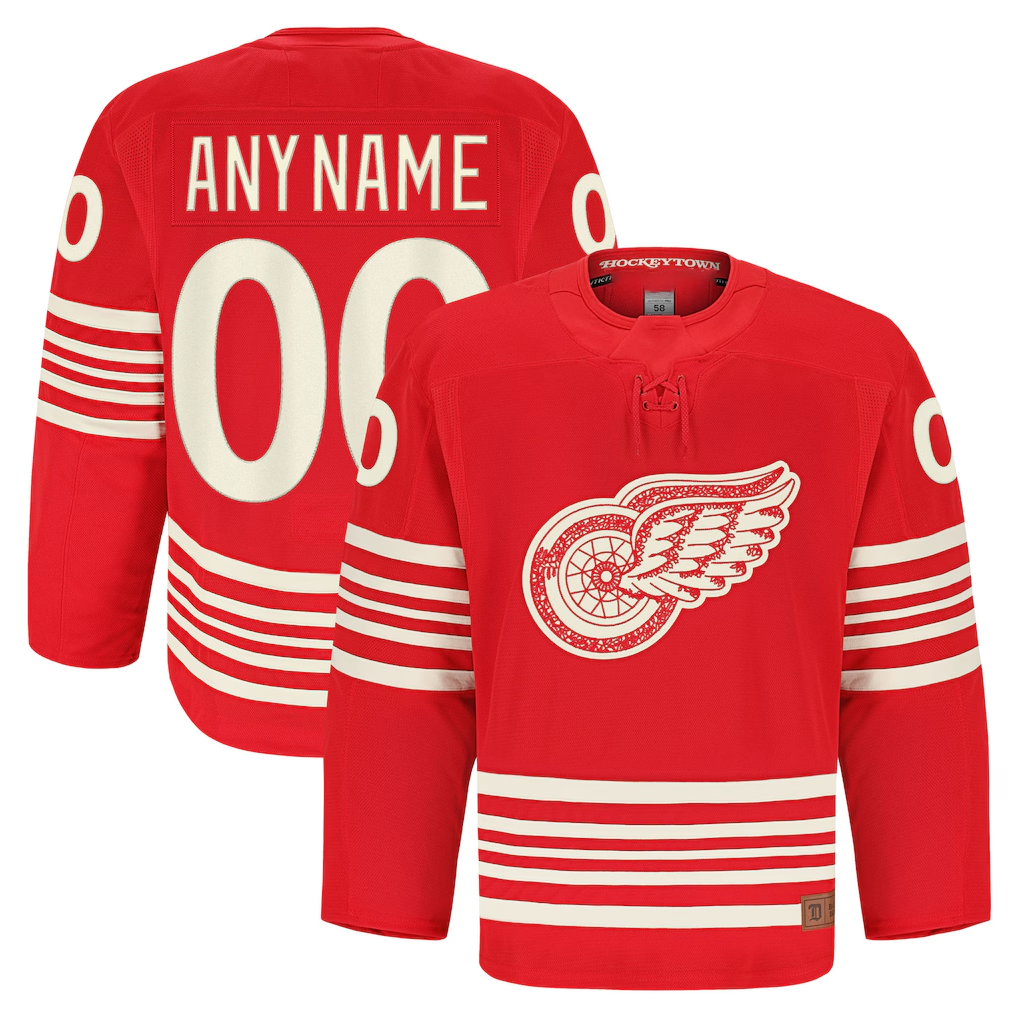 Ndoa Custom D.Red wings Red Anniversary Authentic Pro Jerseys