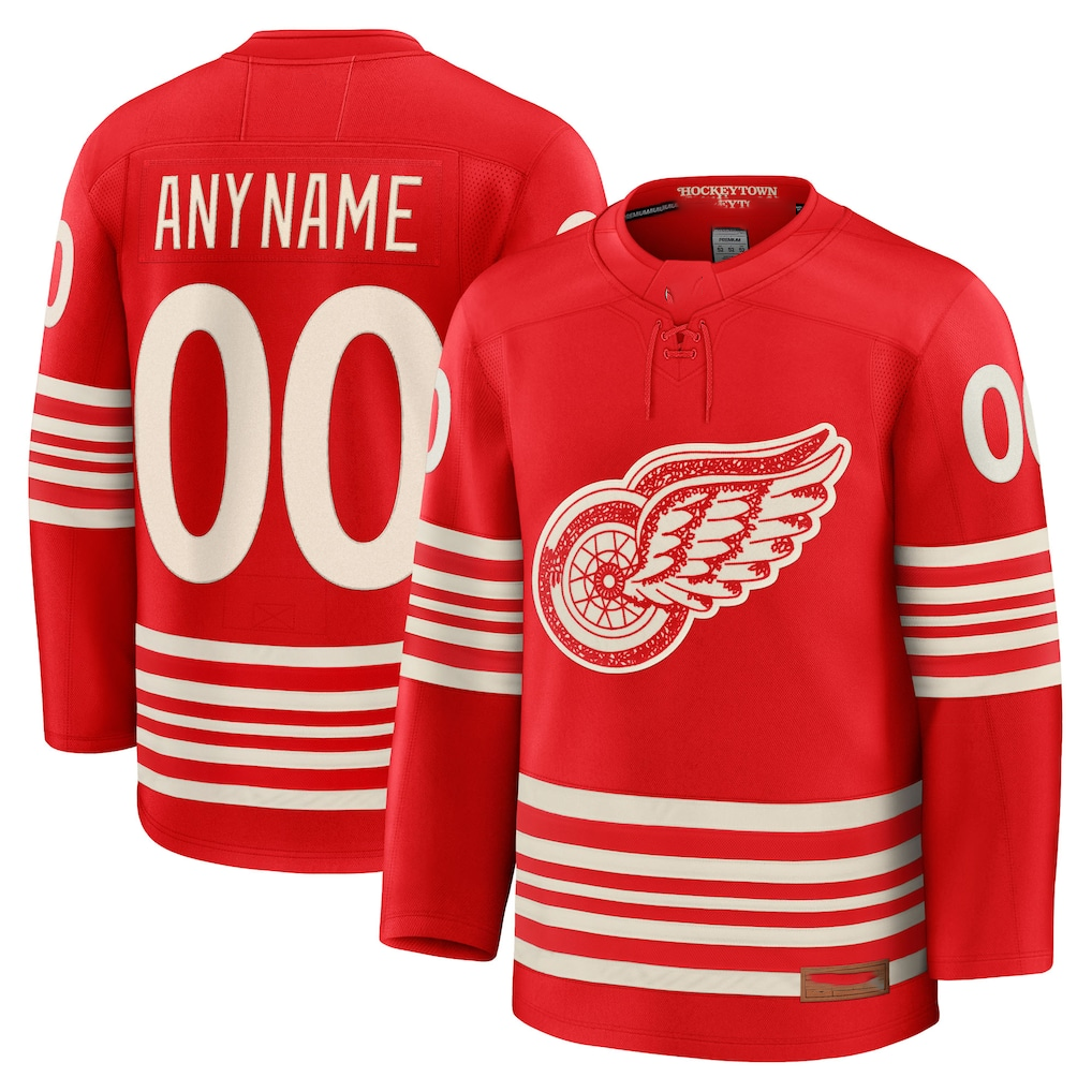 Ndoa Custom D.Red wings Red Centennial Premium Jerseys
