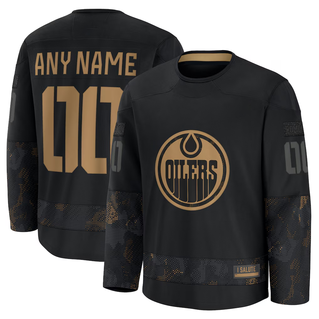 Ndoa Custom E.Oilers Black 2024 Military Appreciation Practice Jerseys