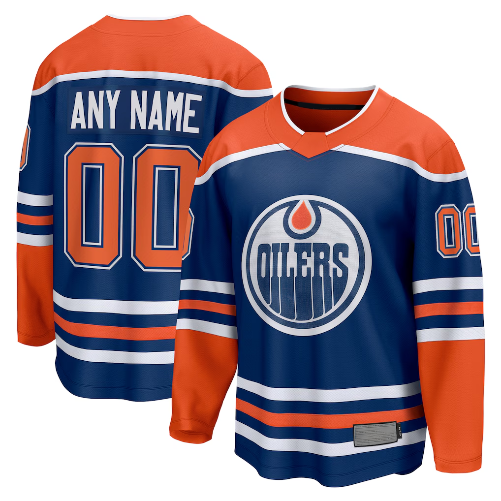 Ndoa Custom E.Oilers Royal Home Breakaway Jerseys