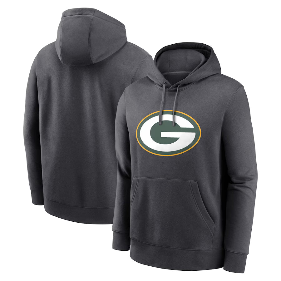 Ndoa Custom GB.Packers Anthracite Pullover Hoodie Game Stitched Jerseys