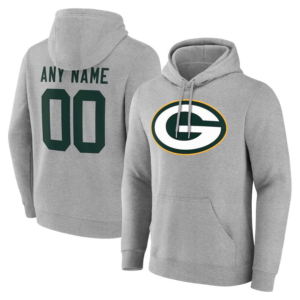 Ndoa Custom GB.Packers Gray Circuit Logo Pullover Hoodies Limited Game Any Name & Numbers Stitched Jerseys