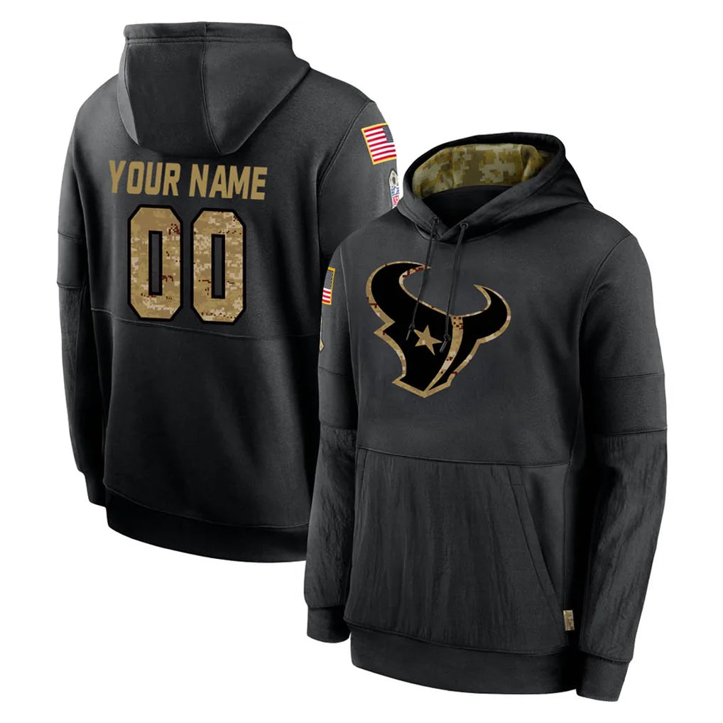 Ndoa Custom H.Texans Black Salute to Service Hoodies Limited Game Any Name & Numbers Stitched Jerseys