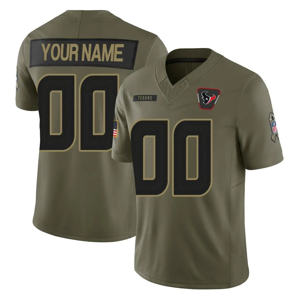 Ndoa Custom H.Texans Olive 2025 Salute To Service Limited Game Any Name & Numbers Stitched Jerseys