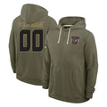 Ndoa Custom H.Texans Olive Salute to Service Pullover Hoodies Any Name & Numbers Stitched Jerseys