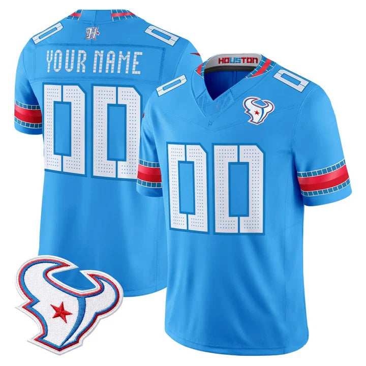 Ndoa Custom H.Texans Rivalries Blue Jersey - All Stitched