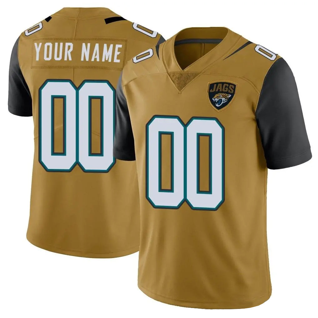 Ndoa Custom J.Jaguars Gold Vapor Limited Home Game Any Name & Numbers Stitched Jerseys