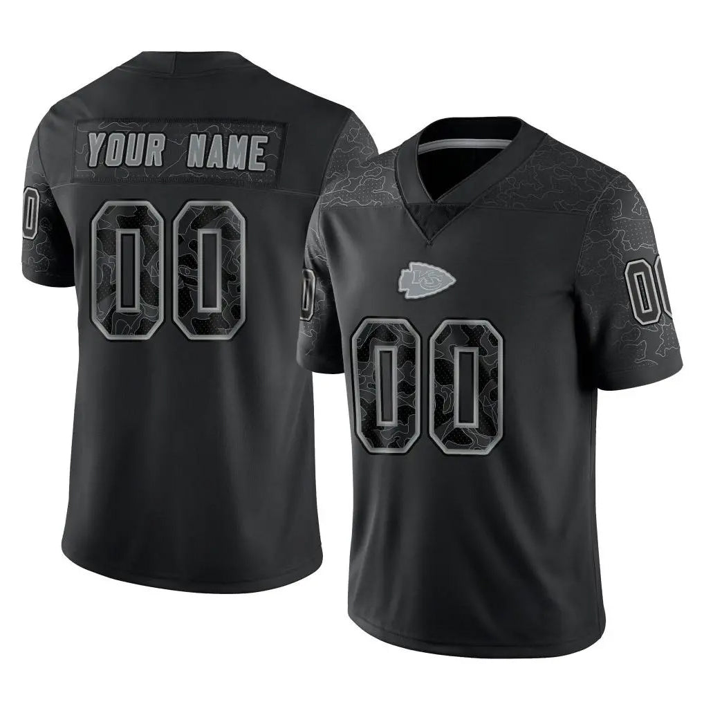 Ndoa Custom KC.Chiefs Black Limited Reflective Game Any Name & Numbers Stitched Jerseys