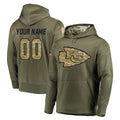 Ndoa Custom KC.Chiefs Olive Salute to Service Pullover Hoodies Home Game Any Name & Numbers Stitched Jerseys