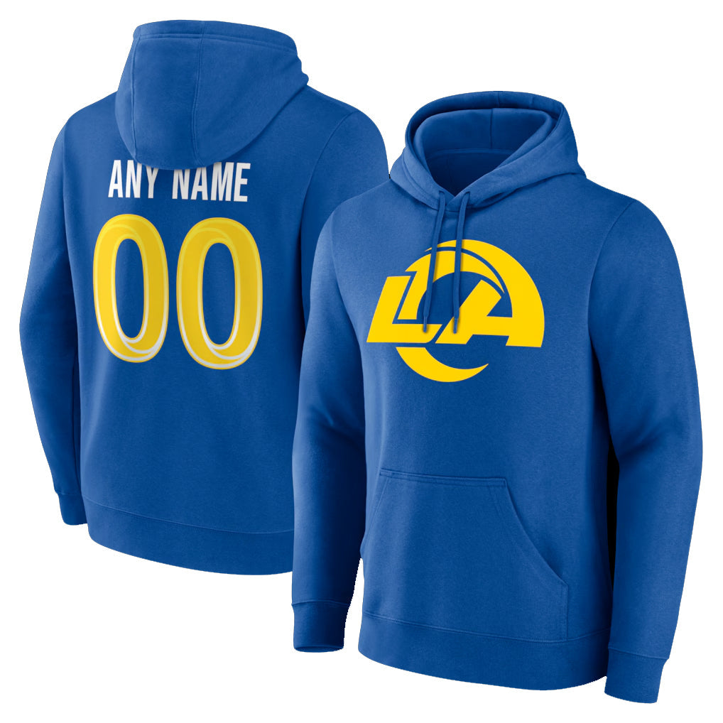 Ndoa Custom LA.Rams Royal Pullover Hoodie Limited Game Any Name & Numbers Stitched Jerseys