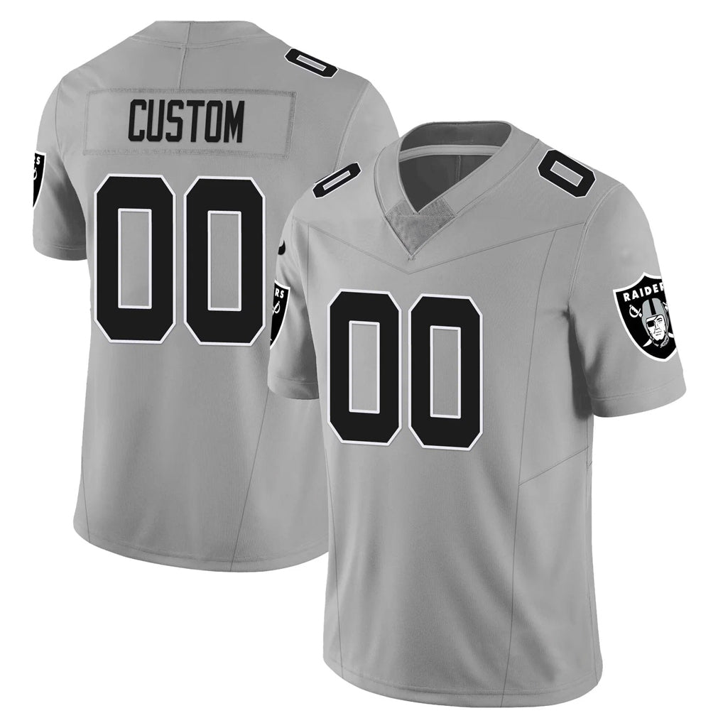 Ndoa Custom LV.Raiders Gray Limited Vapor F.U.S.E. Home Game Stitched Jerseys