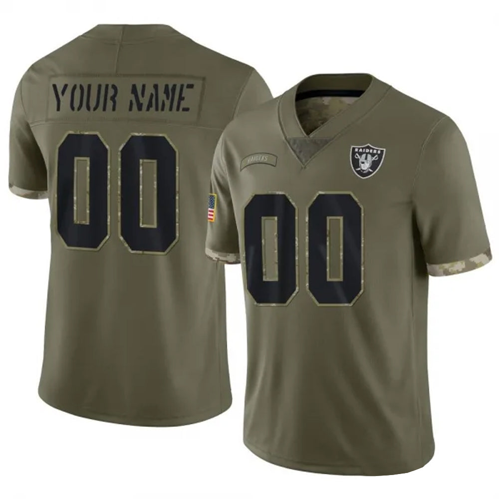 Ndoa Custom LV.Raiders  Salute To Service Olive Stitched Jerseys