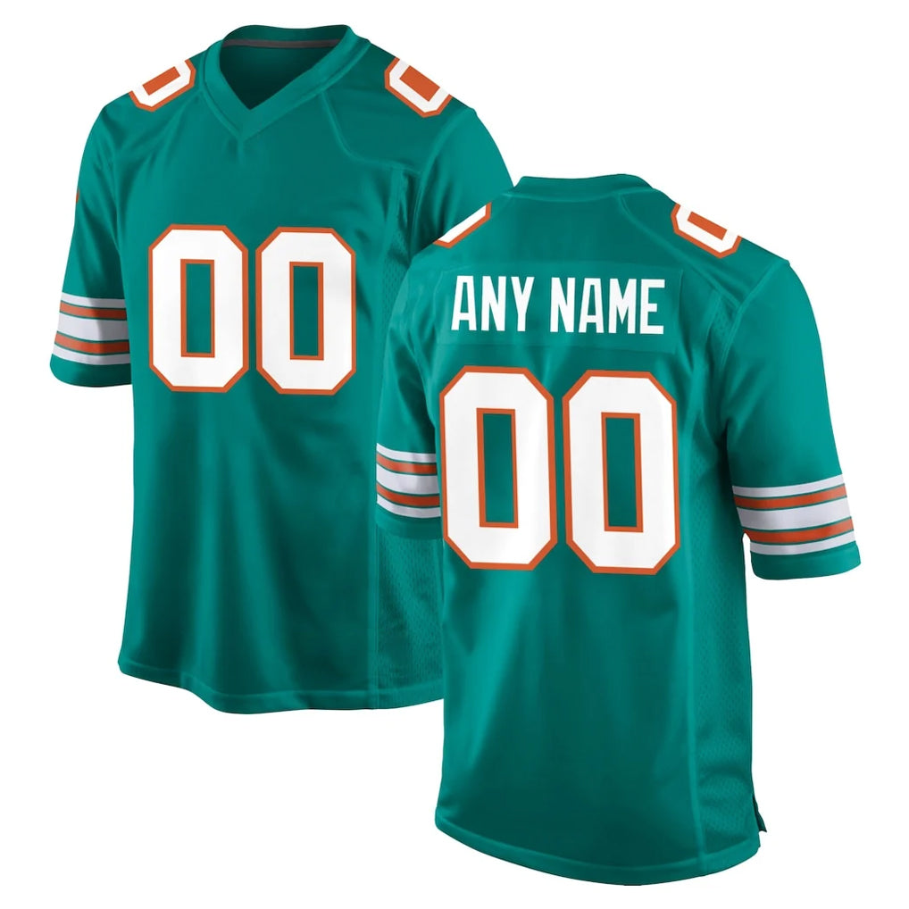 Ndoa Custom M.Dolphins Aqua Alternate Home Game Any Name & Numbers Stitched Jerseys