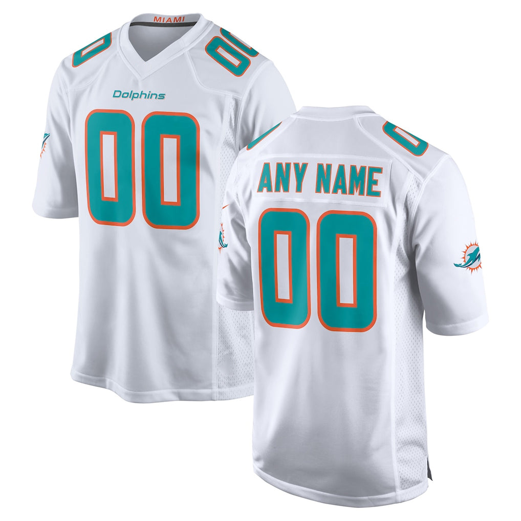 Ndoa Custom M.Dolphins White Game Home Any Name & Numbers Stitched Jerseys