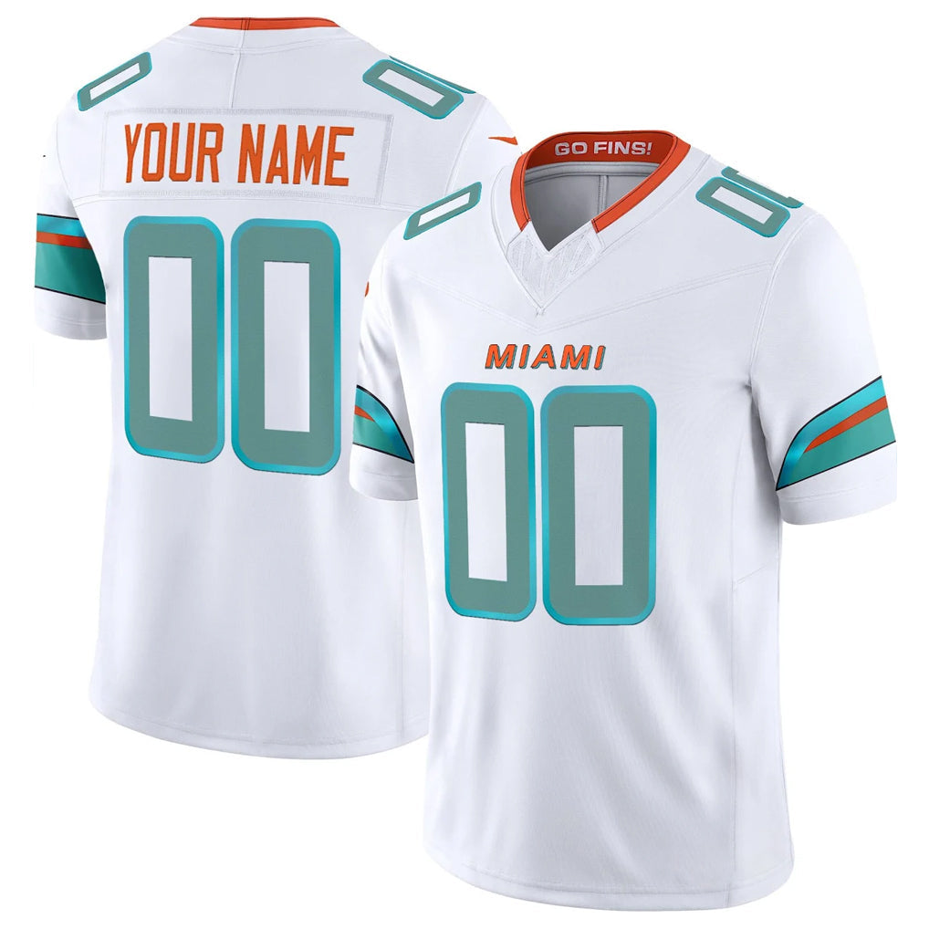 Ndoa Custom M.Dolphins White Limited Vapor F.U.S.E. Home Game Any Name & Numbers Stitched Jerseys