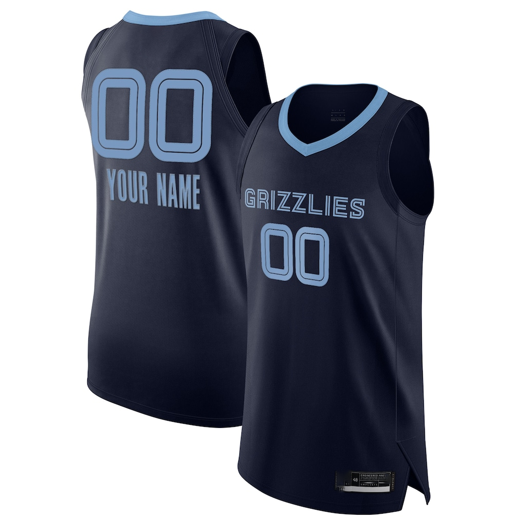 Ndoa Custom M.Grizzlies Navy 2020-2021 Authentic Stitched Jerseys- Icon Edition