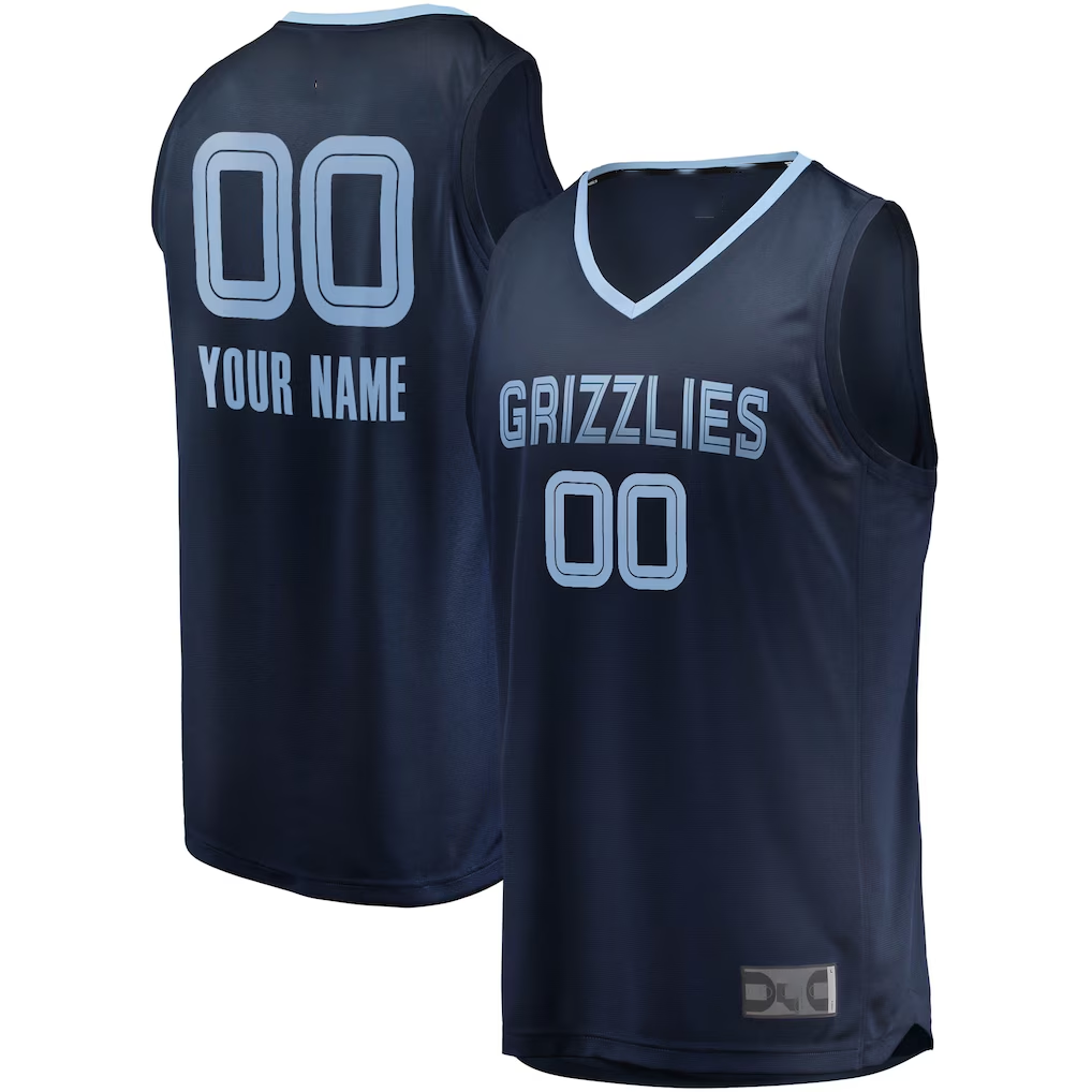 Ndoa Custom M.Grizzlies Navy Fast Break Replica Stitched Jerseys- Icon Edition