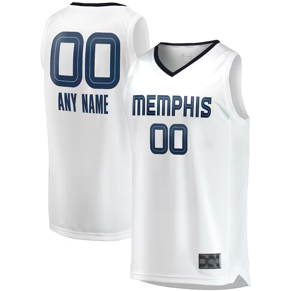 Ndoa Custom M.Grizzlies White Fast Break Replica Stitched Jerseys- Association Edition