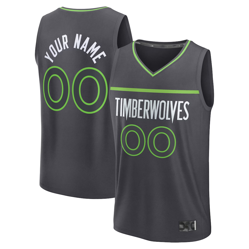 Ndoa Custom M.Timberwolves Anthracite Fast Break Stitched Jerseys- Icon Edition