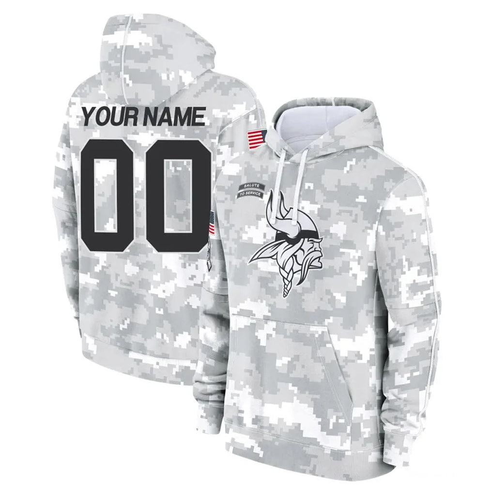 Ndoa Custom MN.Vikings Arctic Camo Salute to Service Hoodies Limited Game Any Name & Numbers Stitched Jerseys
