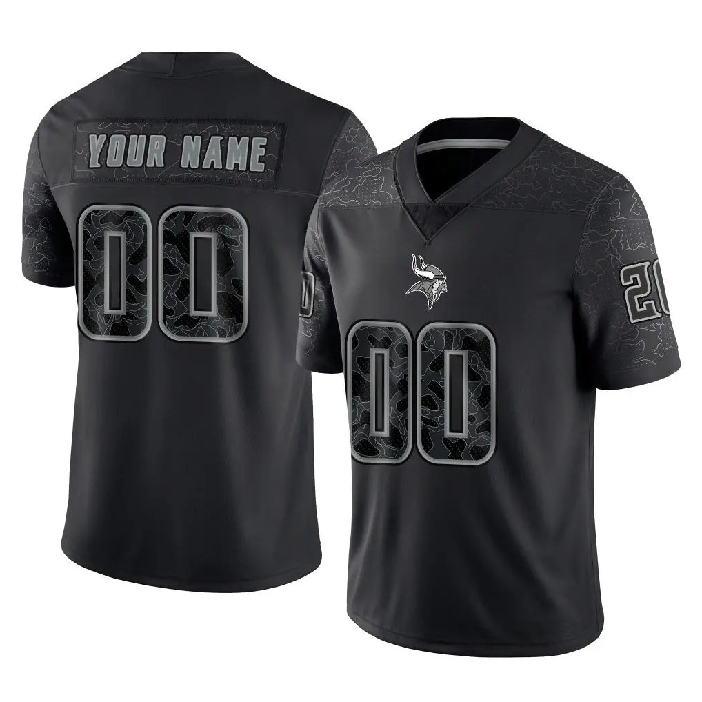Ndoa Custom MN.Vikings Black Limited Reflective Home Game Any Name & Numbers Stitched Jerseys