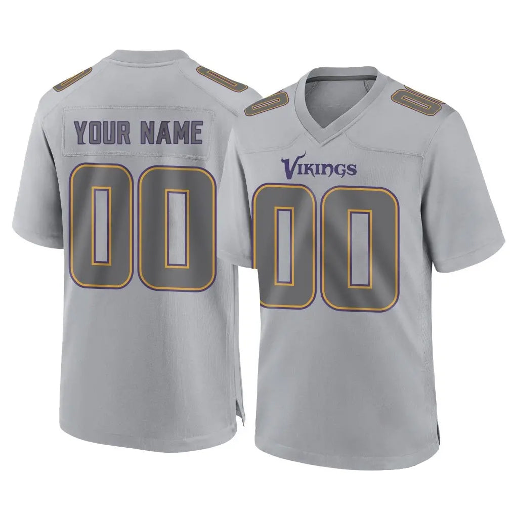 Ndoa Custom MN.Vikings Gray Atmosphere Fashion Home Game Any Name & Numbers Stitched Jerseys