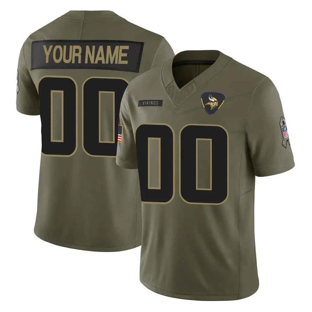 Ndoa Custom MN.Vikings Olive 2025 Salute To Service Limited Game Any Name & Numbers Stitched Jerseys