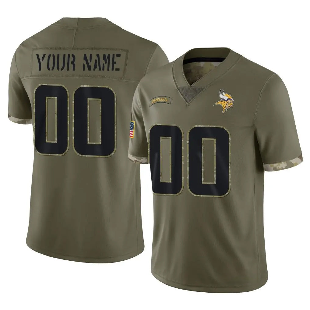 Ndoa Custom MN.Vikings Olive Salute To Service Limited Any Name & Numbers Stitched Jerseys