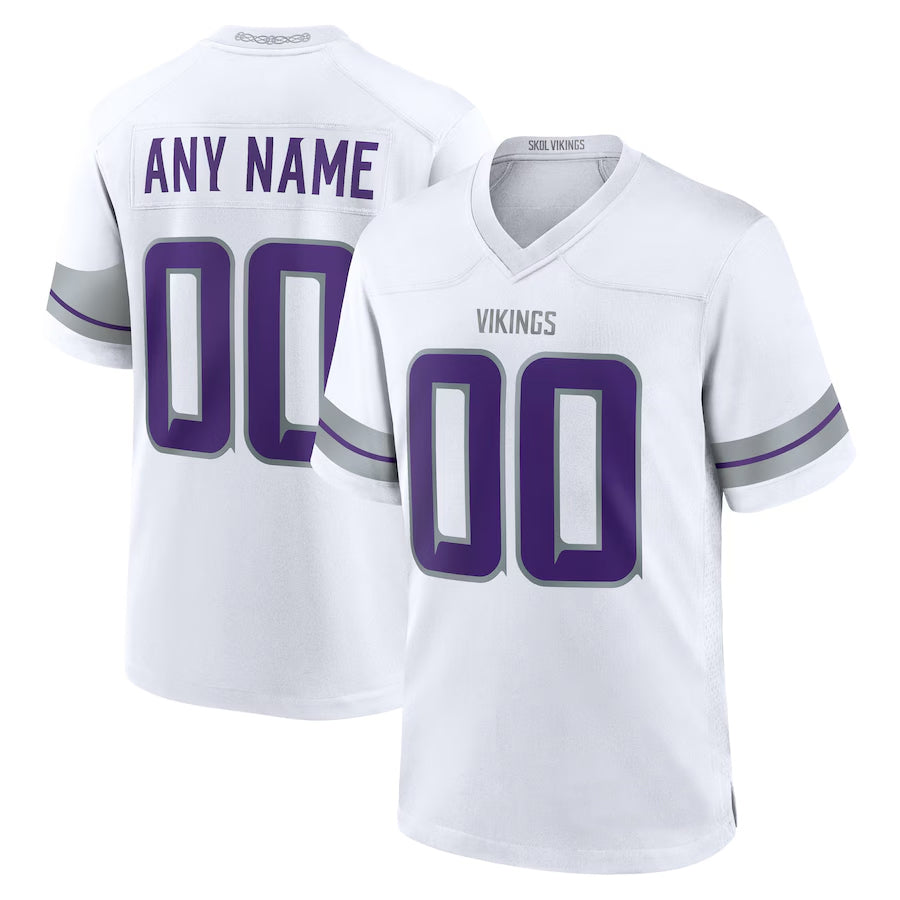 Ndoa Custom MN.Vikings White Alternate Game Stitched Jerseys