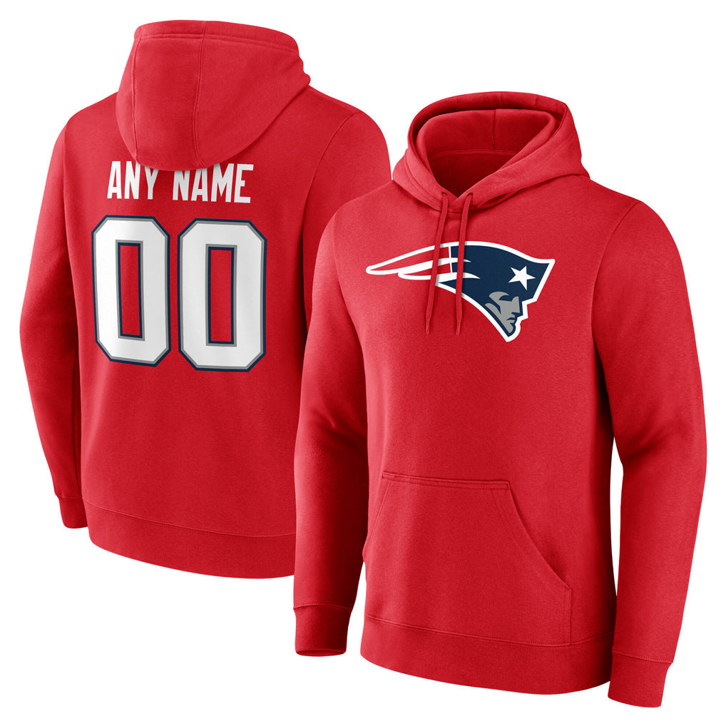 Ndoa Custom NE.Patriots Red LOGO Pullover Hoodies Home Game Any Name & Numbers Stitched Jerseys