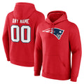 Ndoa Custom NE.Patriots Red LOGO Pullover Hoodies Home Game Any Name & Numbers Stitched Jerseys