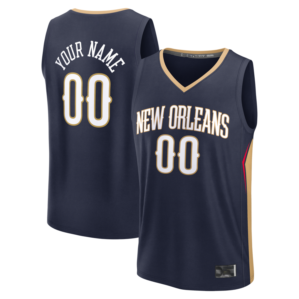 Ndoa Custom NO.Pelicans Navy Fast Break Stitched Jerseys- Icon Edition