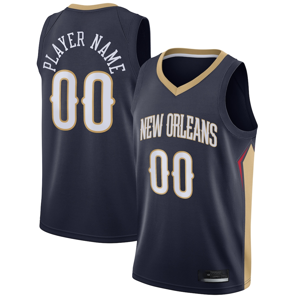 Ndoa Custom NO.Pelicans Navy Swingman Stitched Jerseys- Icon Edition