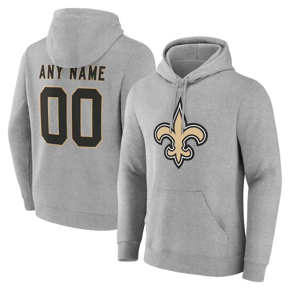 Ndoa Custom NO.Saints Gray LOGO Pullover Hoodies Limited Any Name & Numbers Stitched Jerseys
