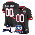 Ndoa Custom NY.Giants Black 100th Season & State Patch Vapor Limited Home Game Any Name & Numbers Stitched Jerseys