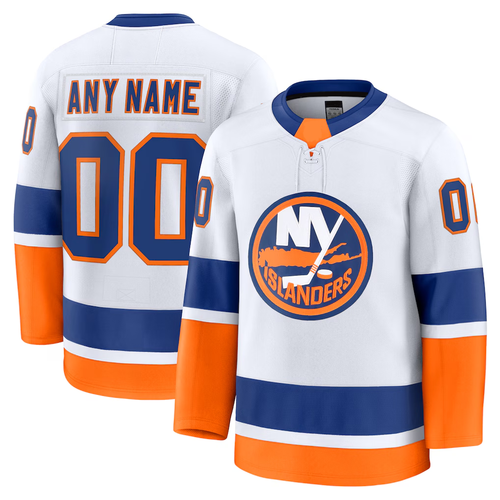 Ndoa Custom NY.Islanders White Away Premium Jerseys