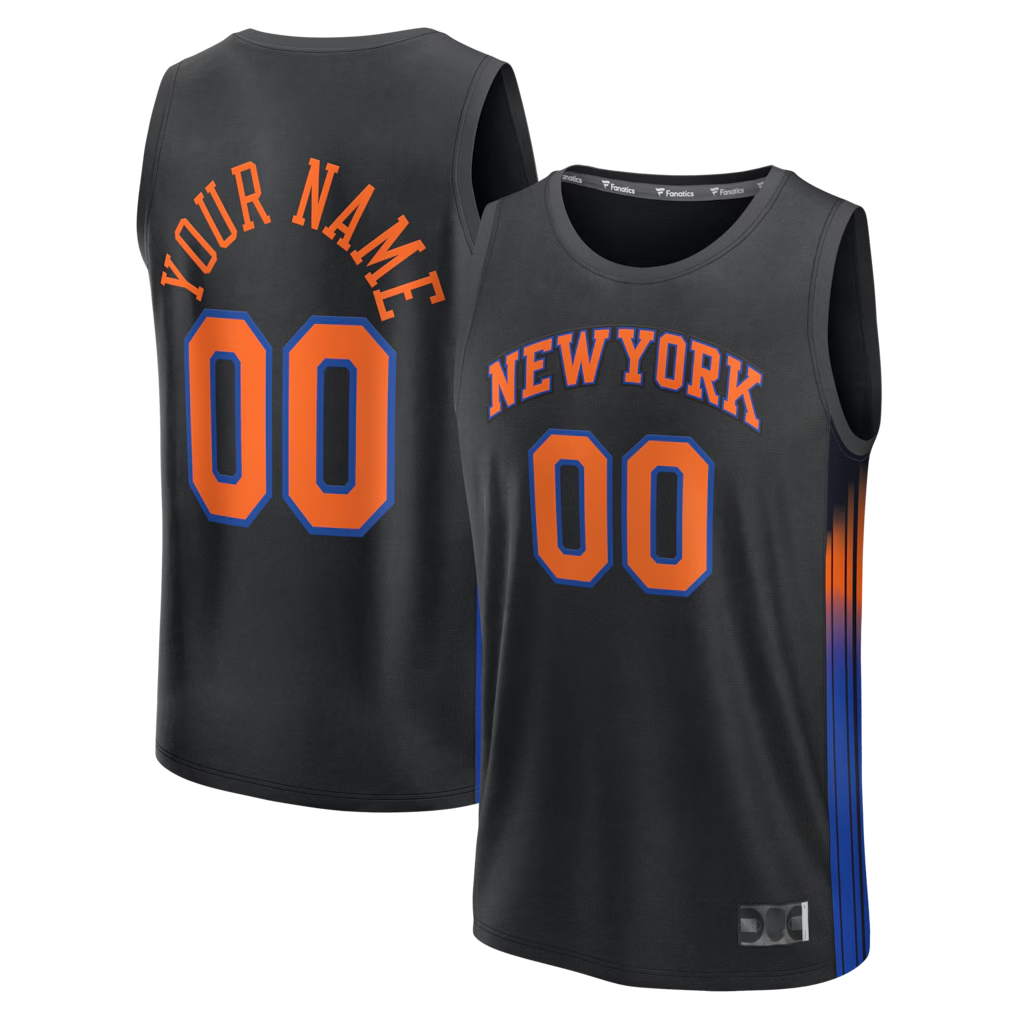 Ndoa Custom NY.Knicks  Black Fast Break Jerseys - Icon Edition