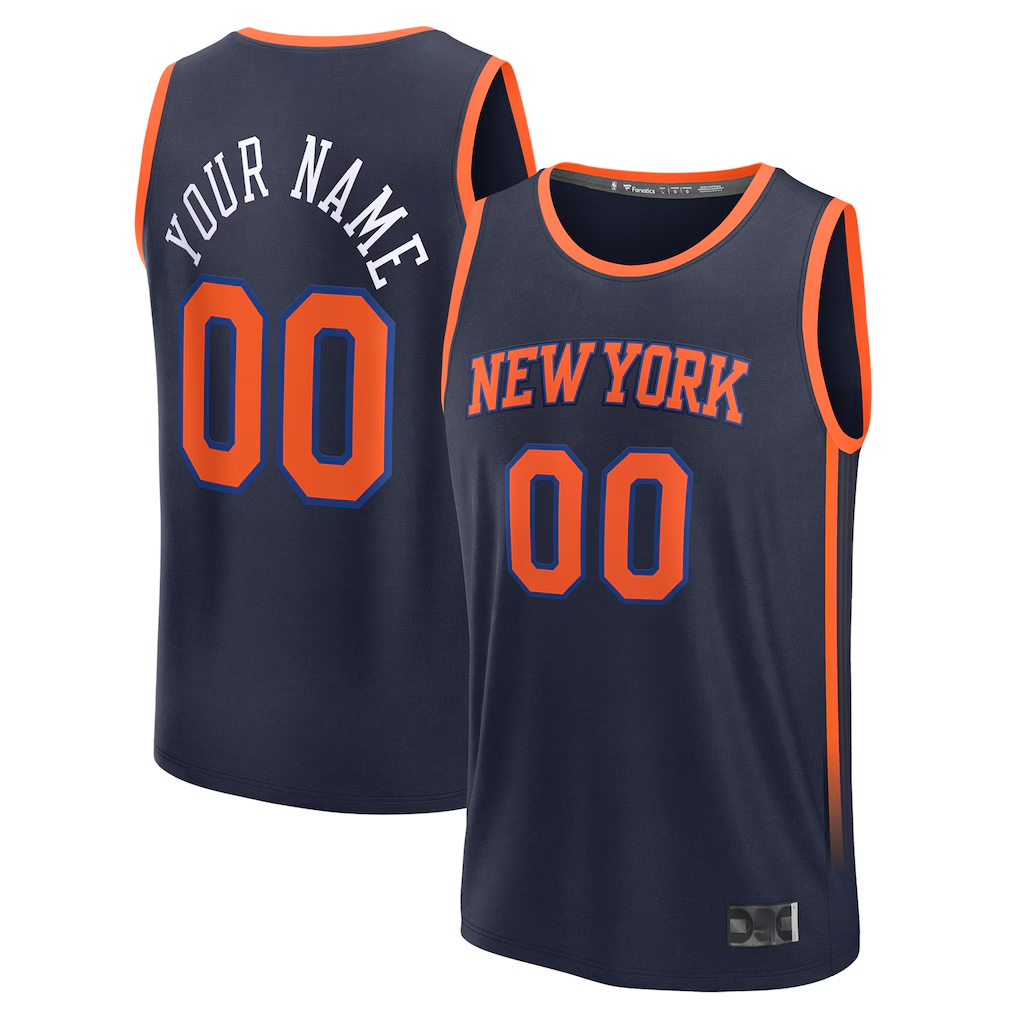 Ndoa Custom NY.Knicks  Navy Fast Break Jerseys - Statement Edition