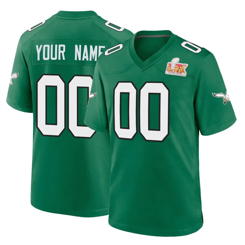 Ndoa Custom P.Eagles Green Kelly Alternate Super Bowl LIX Home Game Any Name & Numbers Stitched Jerseys