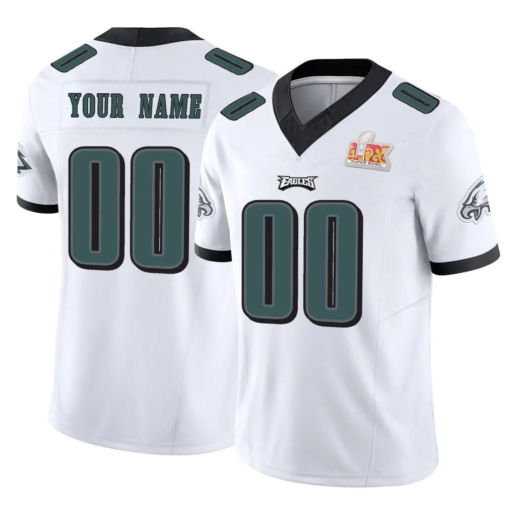 Ndoa Custom P.Eagles White Limited Vapor F.U.S.E. Super Bowl LIX Home Game Any Name & Numbers Stitched Jerseys