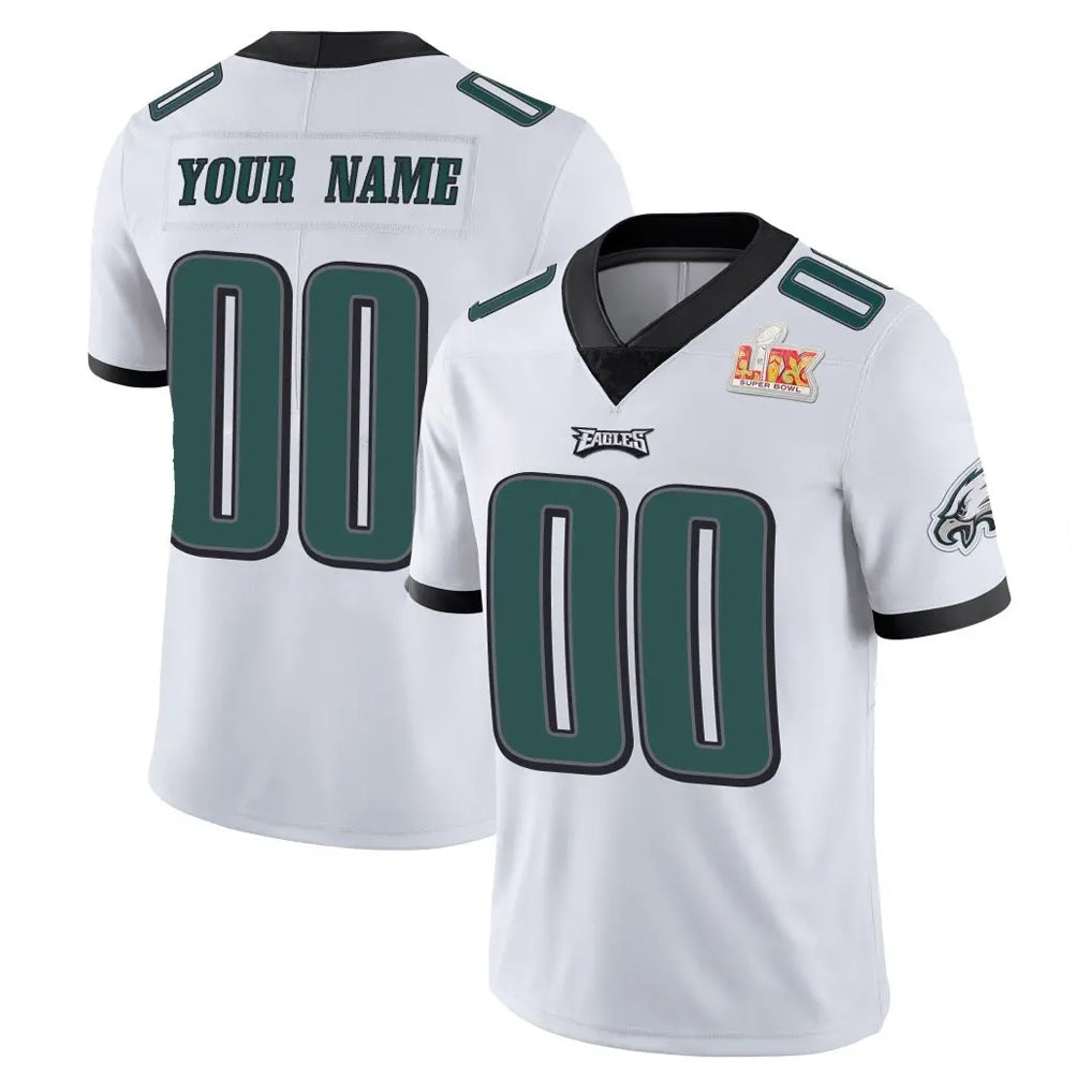 Ndoa Custom P.Eagles White Limited Vapor Untouchable Super Bowl LIX Home Game Any Name & Numbers Stitched Jerseys